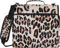 Leopard Print Zipper Binder File Organizer Bag 3 D-Ring | with Shoulder Strap, Holds 500 Sheets & 14in Laptop, 3 Ring Binder for Office Supplies