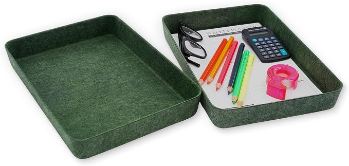 2pc Office desk drawer organizer tray letter-size file Forest Green