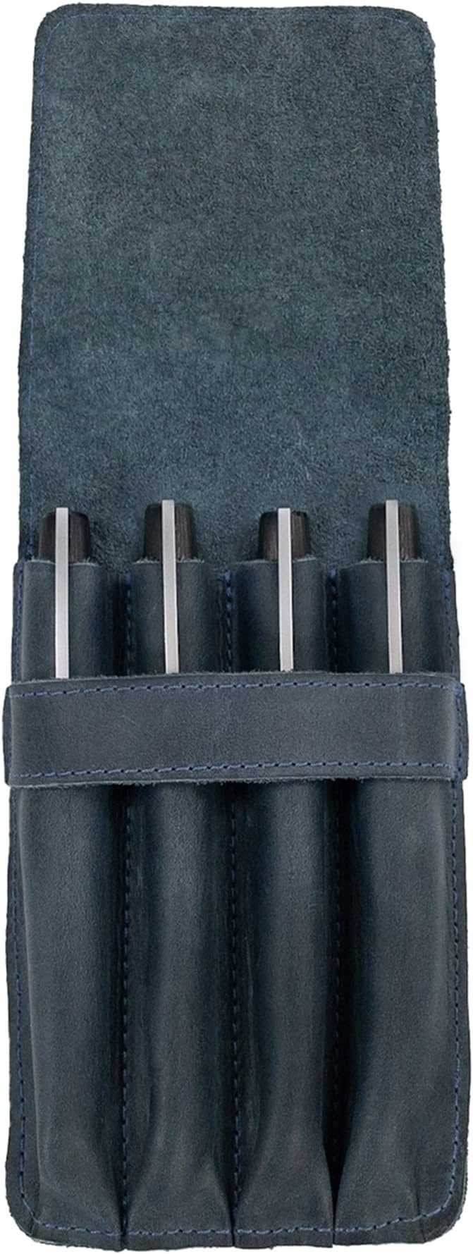 Pen Holder, Pencil Case, Minimalist Style Holder, Classic Storage, Full Grain Leather, Handmade, Slate Blue