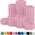 Glassboard Studio Hexaflex Organizer Set - Pen and Pencil Holder for Desk, Versatile Hexagon Design, Adjustable Dividers, 12 Color Options - Desk and Office Organization (Blush Pink)