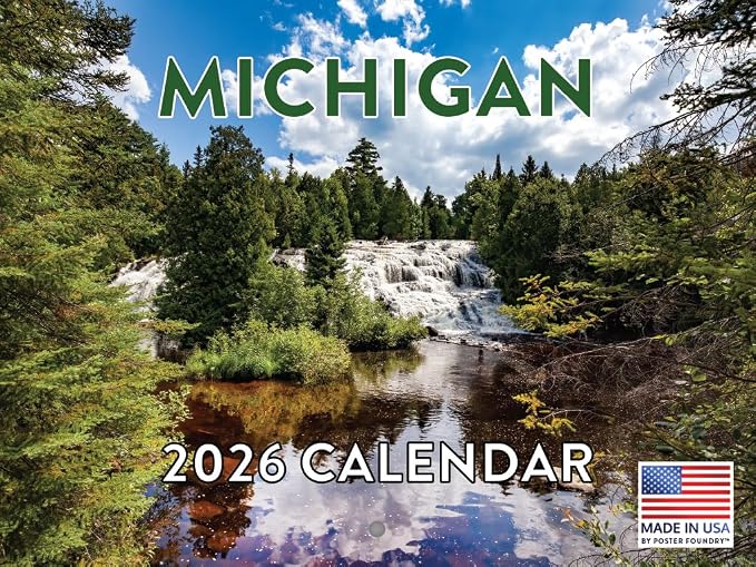 Michigan Calendar 2026 Wall 12 Month Monthly MI Scenic Souvenirs Michigander Themed Gifts | American Made In The USA