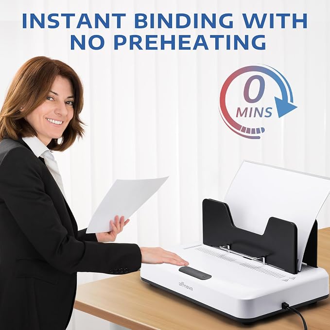 OFFNOVA Thermal Binding Machine 500 Sheets Capacity, No Preheat, Air Cooling, Book Binder Machine with 10 Binding Covers, A4/A5/Letter Size Business Documents, Office and Homeschool Projects
