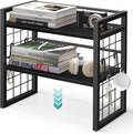 ELITEROO Desk Shelf Organizer, 2 Tier Wooden Desktop Bookshelf, Black | Desktop Shelf Organization, Adjustable Table Storage Rack, Mini Table Top Display Shelf for Home Office