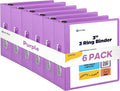 Enday 3 inch Binder (6 Pack - Purple) 3 Ring Binder 3 inch with Clear View Cover and 2 Inside Pocket - for Letter Size 8.5 x 11'' Paper, Ideal for School Supplies, Office, and Home