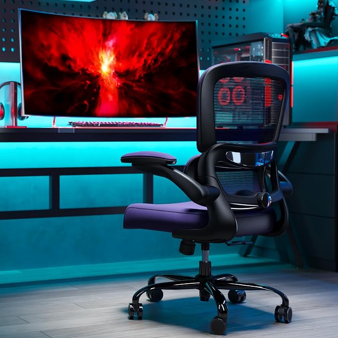 TRALT Office Chair - Ergonomic Desk Chair with Adjustable Lumbar Support, Mesh Computer Chair, Executive Chair for Home Office Comfortable Lumbar Support (1, Purple)