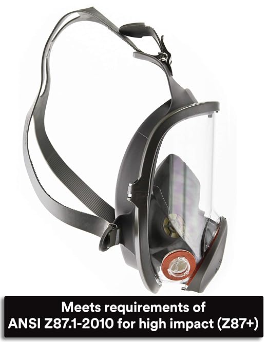 3M Full Facepiece Reusable Respirator 6800, NIOSH, Medium | Large Lens, ANSI High Impact Eye Protection, Silicone Face Seal, Four-Point Harness, Comfortable Fit, Painting