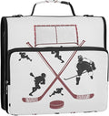 3 D-Ring Zipper Binder Bag, Hockey Player Sport Game Removable Binder with Zipper Case Hold 300+ Sheets& 13 Inch Laptop for School Office Supplies Organizer