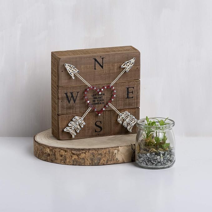 Primitives by Kathy Distressed Wood Slat Sign - 'Let Your Hearth' with Hand-Strung Heart, Wall Art & Desk Decor for Home