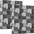 Funny Cute Kitty Cat Black and Gray Cats Binder 1.5 Inch Binder with Clipboard&Pockets, Hardcover Binders 3 Ring, Heavy Duty Large File Folder for Office School Supplies-Holds 200 Sheets, 2 PC