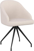 Martha Stewart Sora Upholstered Stationary Office Chair, White | Oil Rubbed Bronze Frame