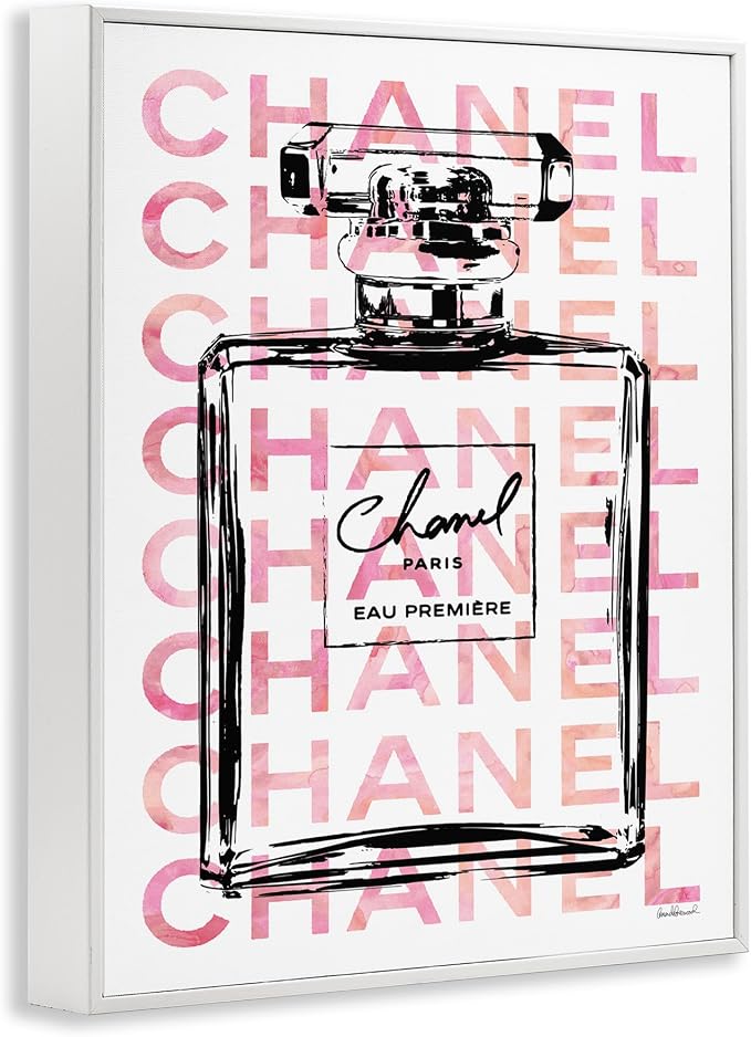 'Glam Perfume Bottle Brand Text'| Framed Giclee Art | Stupell Industries | White, 24 x 30 Inches, Easy to Hang and Sturdy, Made in USA, by Amanda Greenwood