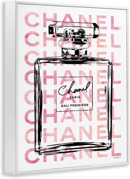 'Glam Perfume Bottle Brand Text'| Framed Giclee Art | Stupell Industries | White, 24 x 30 Inches, Easy to Hang and Sturdy, Made in USA, by Amanda Greenwood