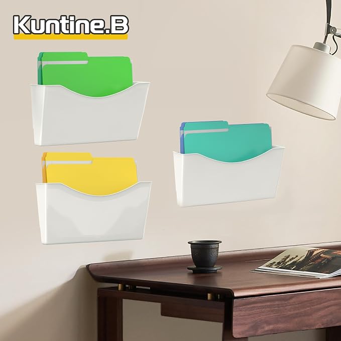Kuntine.B 6 Pack White Single Pocket File Holder Hanging Wall Organizer, Wall Mount Mails Magazines Organizer for Office and Home