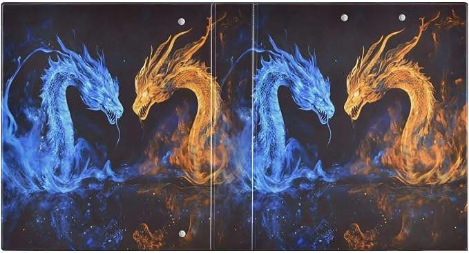 3 Ring Binder Funny Dragon Orange Dragon 1.5 inch Binders Three Ring Binders with Clipboard Fit 8.5'' x 11'' Paper 3 Interior PVC Clear Pockets for Office Supplies
