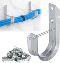AOKLIT 100 Pcs 2" Galvanized Steel J-Hooks, Heavy Duty Wall Mount Cable Support J Hook with Retainer Clip for Cable Management