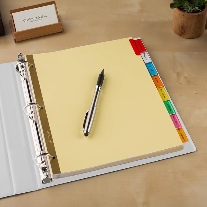 Avery Durable View 3 Ring Binder with 1.5 Inch Rings, 8 Tab Insertable Binder Dividers, Office Supplies Set (01683)