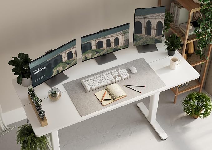 Claiks Electric Height Adjustable Standing Desk, 55x24 Inch, White | Smooth Height Adjustment, 3 Memory Presets, Cable Management Hub&Hook, Stable Steel Frame, 176lbs Capacity, Easy Assembly