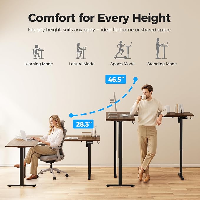 Agilestic L Shaped Standing Desk 63 inch Adjustable Height, Electric Corner Standing Desk, Sit Stand Computer Table with Splice Board, Dark Walnut | Corner Desk, Ample Workspace, Memory Presets, Hooks, Stable Steel Frame,176 lbs Capacity, Easy Assembly...