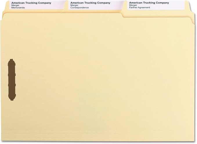 Smead SuperTab® Fastener File Folder, 2 Fasteners, Oversized 1/3-Cut Tab, Guide Height, Legal Size, Manila, 50 Per Box (19535)| (Pack of 5)