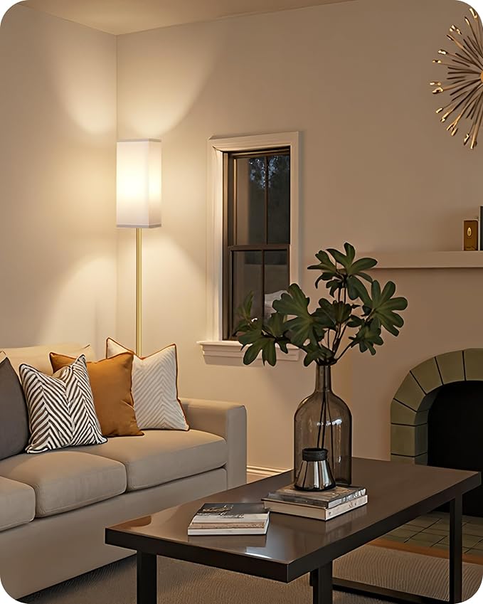 2Pack Floor Lamp, Pole Lamp with Foot Switch, Modern Standing Lampshade, Minimalist Freestanding Lamp (Bulb Not Included)for Living Room, Bedroom,Study, ETL Listed,Gold and White DCW07LDP205