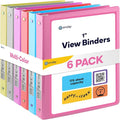 Enday 1 Inch Binder (6 Pack - Assorted Colors) 3 Ring Binder 1 inch with Clear View Cover and 2 Inside Pocket - for Letter Size 8.5 x 11'' Paper, Ideal for School Supplies, Office, and Home
