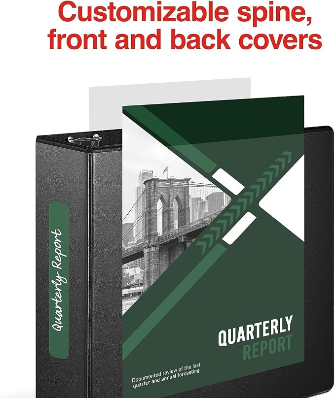 Staples Standard 4-Inch D-Ring View Binder, Black, 775 Sheets | Large-capacity binder for office and school document storage.