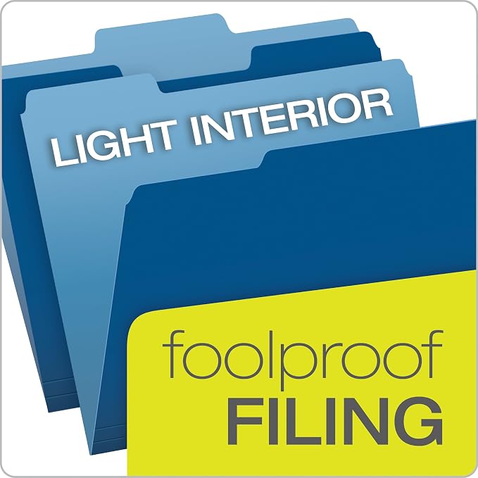 Pendaflex Two-Tone Color File Folders, Letter Size, 1/3 Cut, Navy, 100 Per box (152 1/3 NAV)
