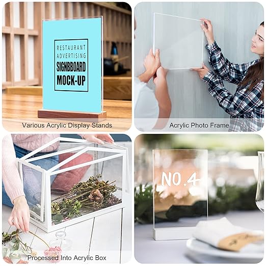 Roowest 1 Pcs 24 x 48 Inch, 1/2 Inch Thick Clear Acrylic Plexiglass Sheets Transparent Plastic Panels Sheets Cut to Size Cast Acrylic Board Panel with Protective Film for Craft DIY Project Sign Frame