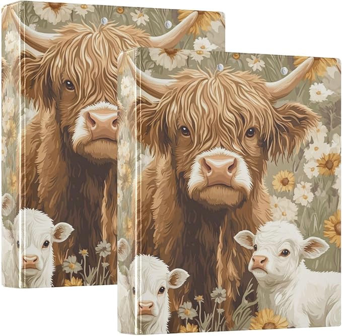 Highland Cow Sheep Decorative 3 Ring Binder 1.5 Inch Large View Binders with Pockets Holds 200 Sheets File Organizer for Office College School, 1 Pack