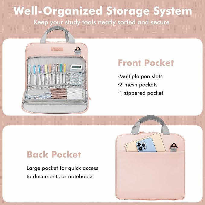 3-Ring Zipper Binder Organizer with Shoulder Strap, 2 Inch Binder | 500 Sheets Zip Up Binder Bag with Multiple Pockets & Storage, Laptop, Books Organizer for School Students and Teachers
