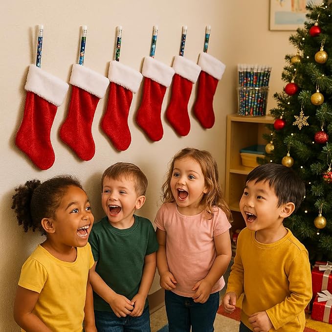Anderson's Winter Fun Pencil Tub, 144‑Piece Assorted #2 Pencils, Cheerful Winter & Christmas Designs, Classroom Rewards for Kindness, Good Behavior, Academic Achievement, Holiday Parties, Festivals