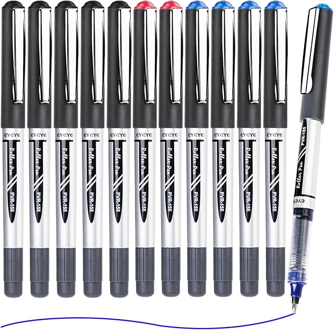 EYEYE 12 Pack 3 Colors Rollerball Pens, 0.7mm Fine Point Roller Ball Pen | Back to School Essential, Quick Drying, Liquid Ink Pens Fine Point Smooth Writing Pen for Journaling, Office Supplies