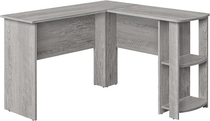 Monarch Specialties I 7720 Computer Desk, Home Office, Corner, Storage Shelves, 48" L, L Shape, Work, Laptop, Laminate, Grey, Contemporary, Modern