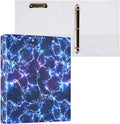 3 Ring Binder Blue Electric Lightning 1.5 Inch Three Ring Binder | Cute Binder with 3 Storage Pockets for Women School Office Supplies