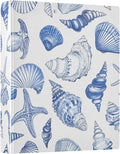 3 Ring Binder Blue Seashells Ocean Nautical Coastal 1.5 inch Binders Three Ring Binders with Clipboard Fit 8.5'' x 11'' Paper 3 Interior PVC Clear Pockets for Office Supplies