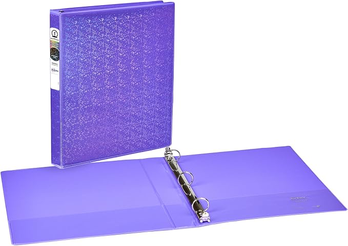 Avery® Holographic 3 Ring Binder, 1" Round Rings, 1 Violet Binder | For School, Home and Project Organization, Holographic 3D Rainbow Cover, Customizable Insertable Spine, Nonstick Pockets
