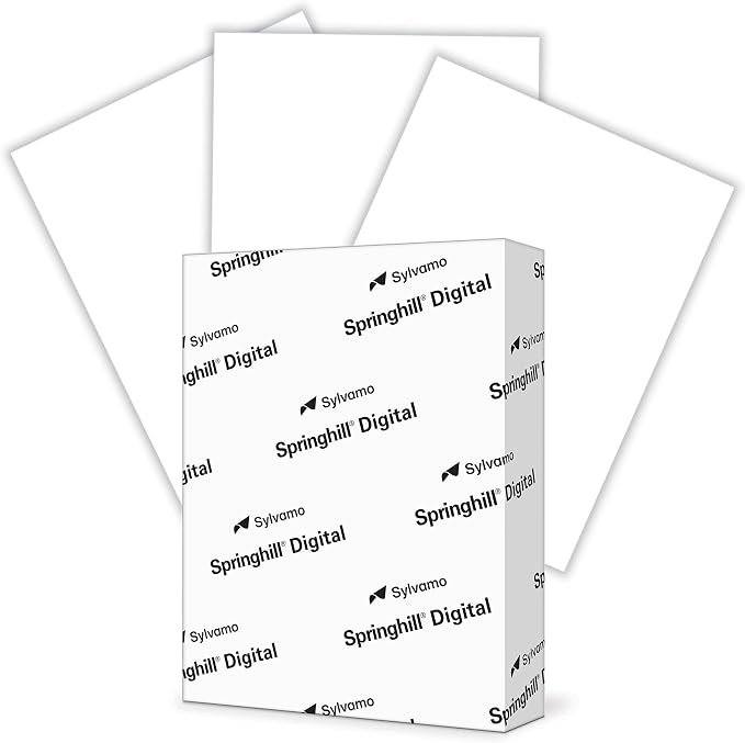 Springhill White 8.5” x 11” Cardstock Paper, 80lb Vellum Bristol, 175gsm – Premium Medium Weight Cardstock, Vellum Printer Paper with Textured Finish – 016200R, 250 Sheets (1 Ream)