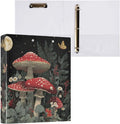 Red Mushrooms Vintage 3 Ring Binders 1.5 Inch Clear View Three Ring Binders Versatile Binder for Work School Office Supply 1 Pack