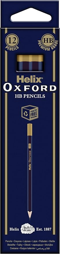 Helix Oxford Hb Grade Graphite Pencils (Pack of 12) with Plastic Free Packaging