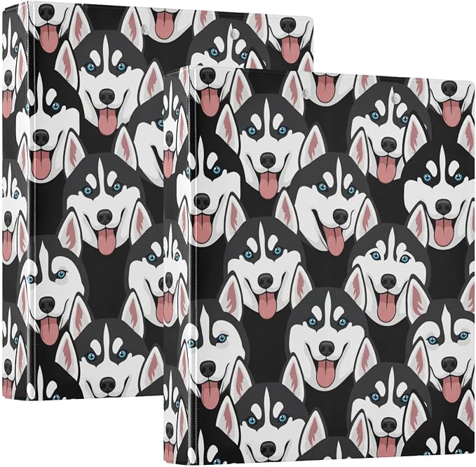 3 Ring Binder 1.5 in Recipe Binders Cute Husky Dog | Decorative Client Records with Clip 3 Clear Interior Pockets for 200 Sheets Letter-Size(11" x 8.5") Paper PVC Cover Folder