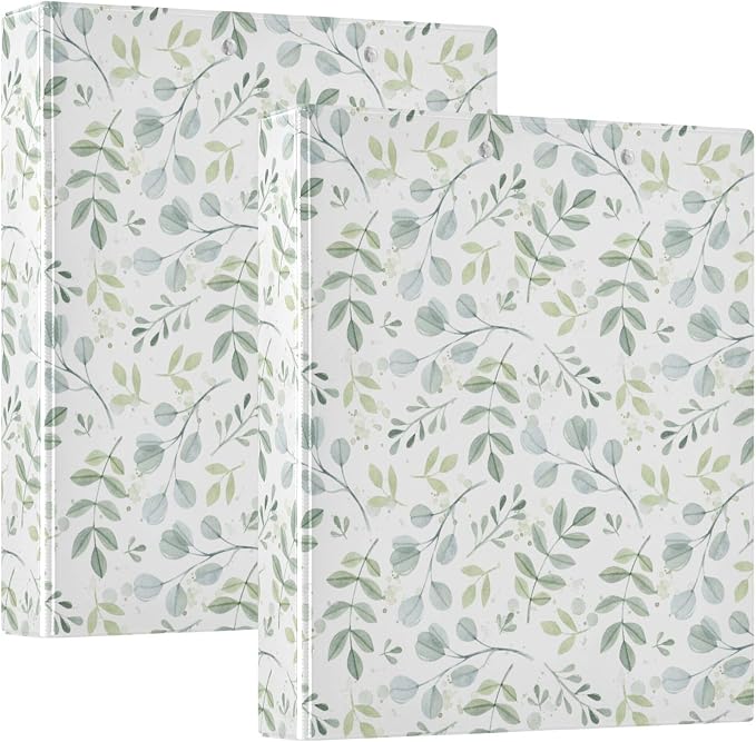 Leaves Round Ring Binders 1.5 Inch Plant 3 Ring Clipboard Binder for Office School Work Supplies Document 200 Sheet Capacity Easy Open 2 Pieces