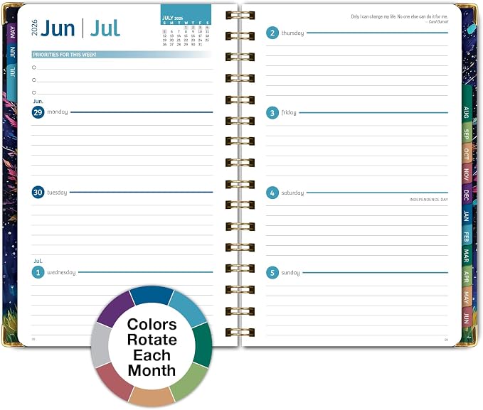HARDCOVER Academic Year 2026-2027 Planner: 14 Months (May 2026 Through June 2027) 5.5"x 8" Daily Weekly Monthly Planner Yearly Agenda. Bookmark, Pocket Folder and Sticky Note Set (Black Tree Seasons)