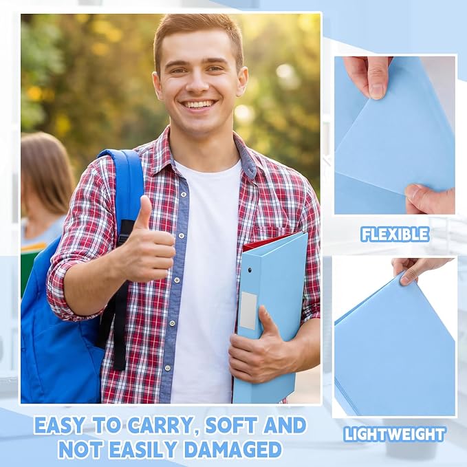Henoyso 12 Pcs 1.5" 3 Ring Binders, Colored Binders, Bright Color | Flexible Soft Binders, for Office School Business, Fits Letter Size 8.5'' x 11'' Paper, Holds 100 Sheets with 2 Pockets