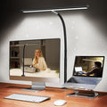 Airlonv LED Desk Lamp with Clamp, 17" Stepless Dimming Light, Black | 2700K-6500K, 100 LEDs, 360° Gooseneck, Fits Up to 30" Monitors, Flicker-Free Lighting for Home Office, Study& Workbench