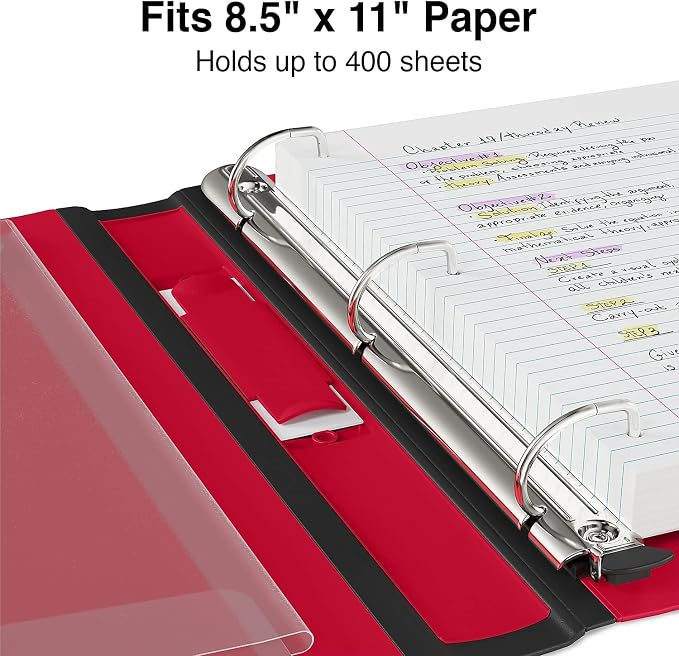 Staples Better Binder, 1.5-Inch D-Ring View, Red, Holds 350 Sheets | Reinforced spine for durable everyday use in office and school settings.