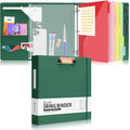 Eyrozill Professional Leather Portfolio with Clipboard, Zipper Pouch, 5 Sheets Plastic Dividers，Leather 3 Ring Binder 8.5 x 11, 2-inch Round Rings, Green