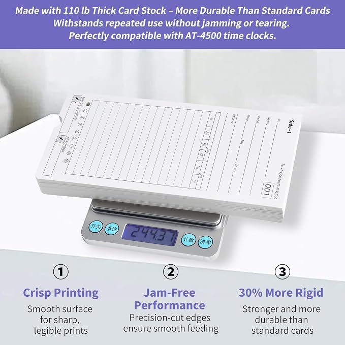 AT-4500 Time Clock Cards, 600 Pack with 2 Ink Ribbons