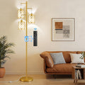 Dimmable Floor Lamp, Farmhouse Standing Lamp with Elegant Metal Cage, Industrial Tall Tree Floor Lamps for Living Room Bedroom Study Office with Remote & 3 x 1100LM 12W LED Bulbs, 72", Gold