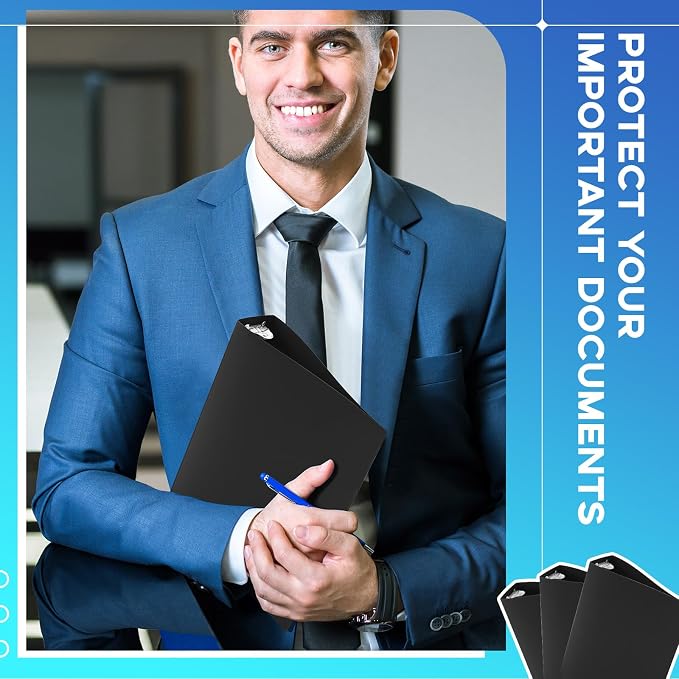 Henoyso 1.5 Inch 6 Pack Mini 3 Ring Binders for 5.5"x8.5" Paper,Black | Holds 280 Sheets, Plastic Small Binders, Round Three Rings, Flexible PP Covers, School Office, Photo Album Planner Journal