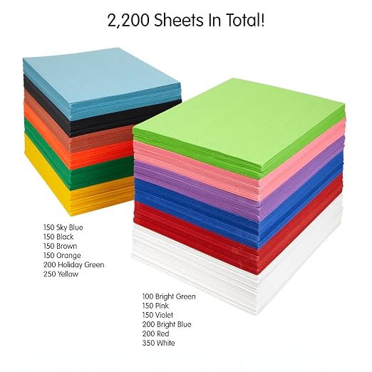 Colorations 9" x 12" Construction Paper Classroom Pack, 2200 Sheets | Mediumweight Construction Paper, Bulk Set, Classroom Arts & Crafts Supplies